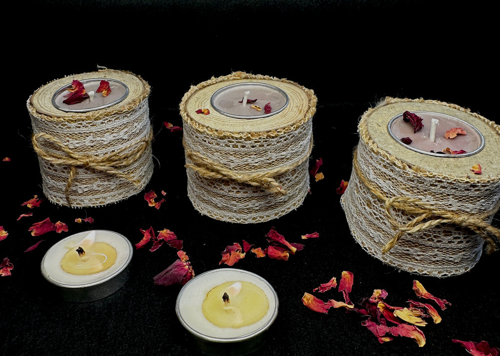 Tea light candle with holder