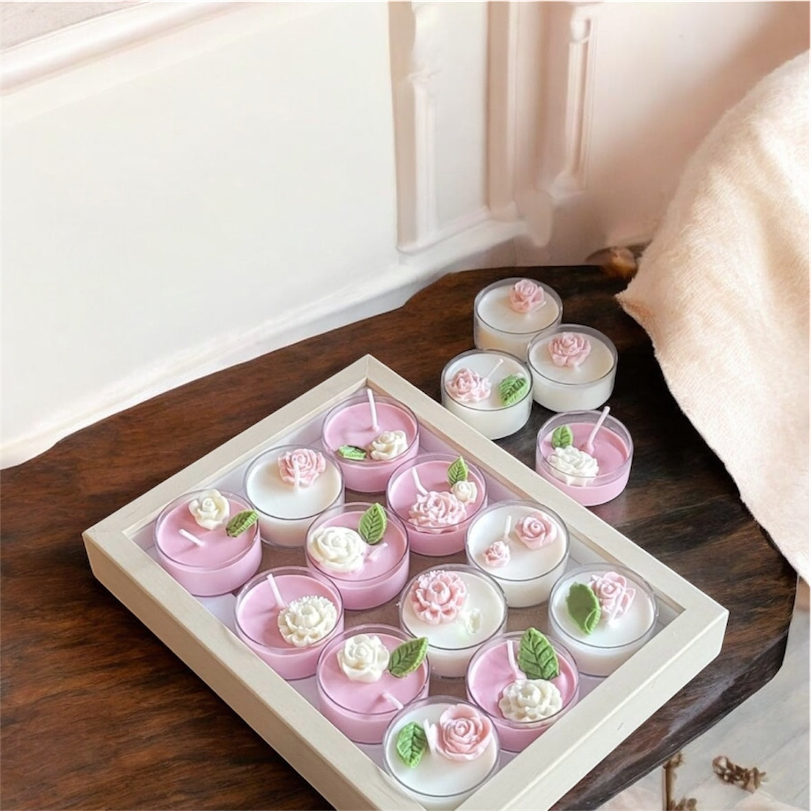 Floral Tea Light Candles Pack of 10