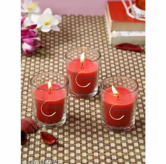Glass Set of 3 Fragrance Votive Candle  Rose , Lavender & Sandalwood