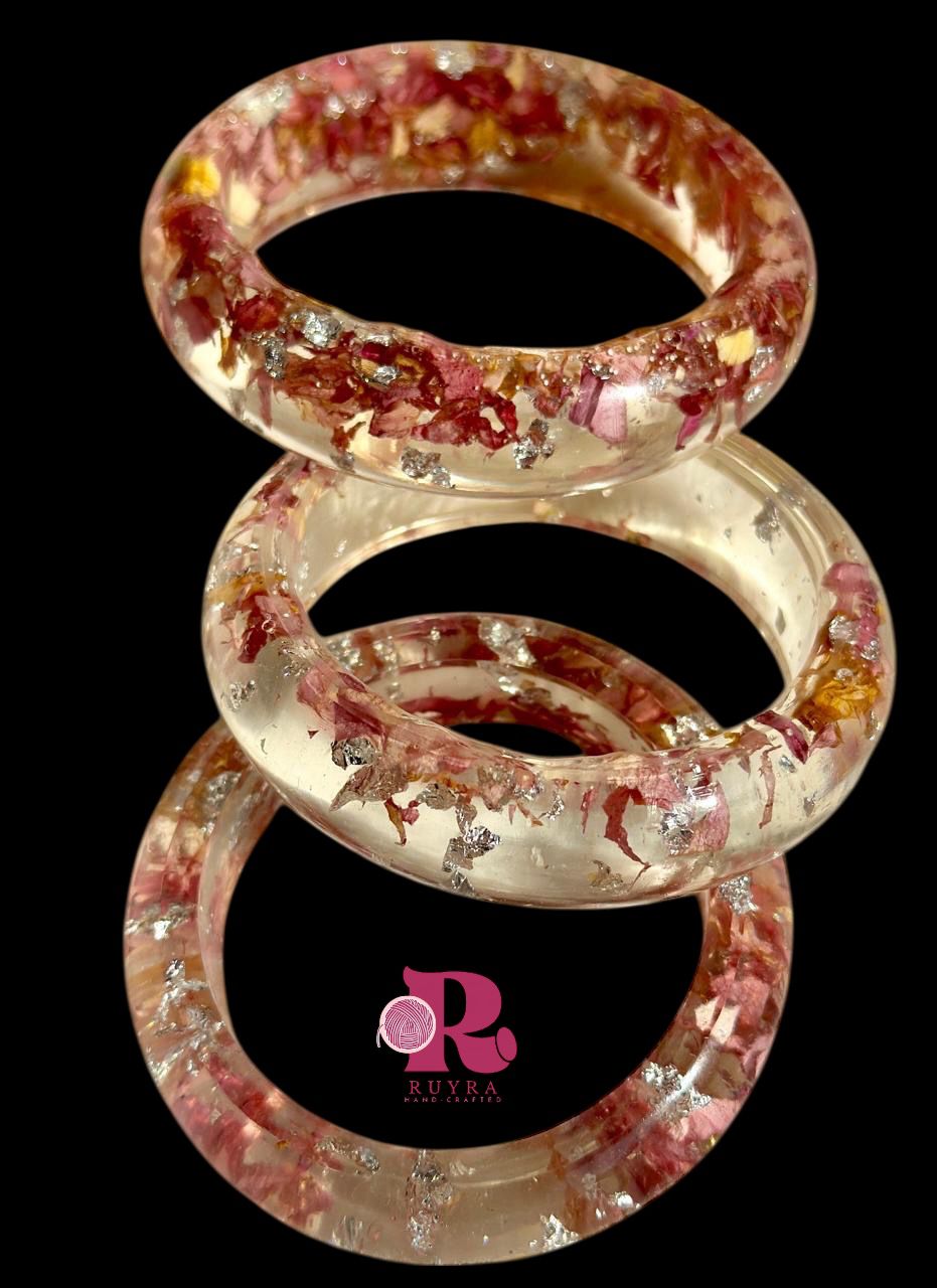 Floral Elegance Resin Bangles